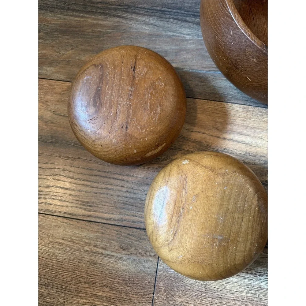 Vtg 60s Gailstyn-Sutton Teak Wood 5pc Set Thailand Salad & Serving Bowls MCM